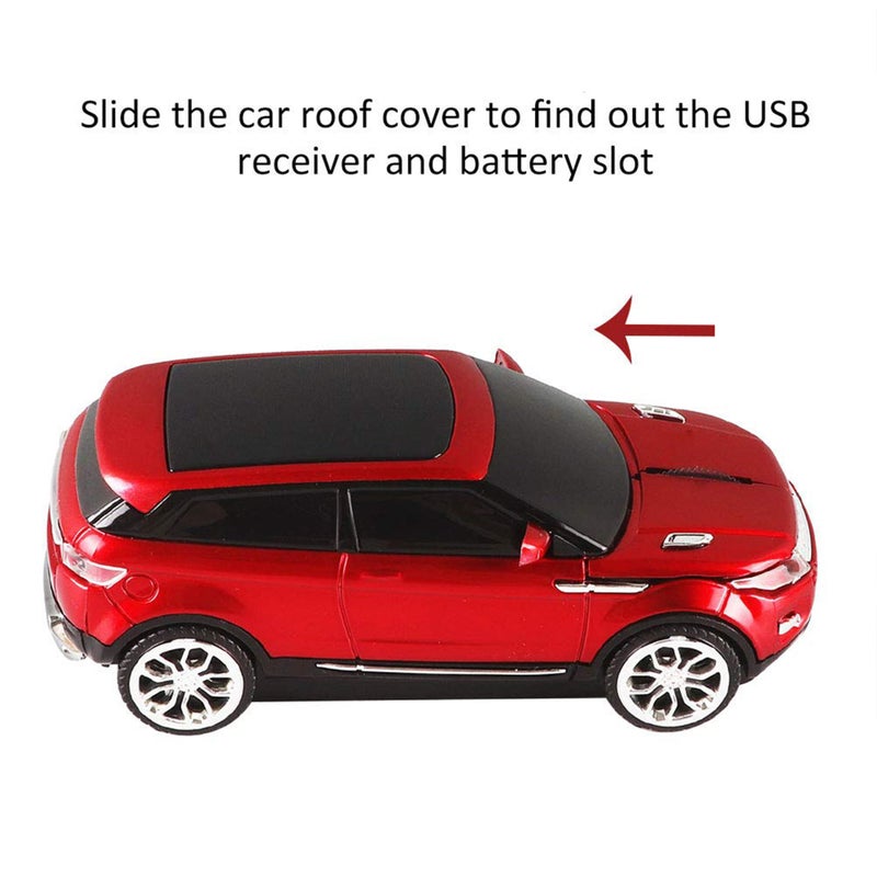 CHUYI Cool SUV Car Shaped Wireless Mouse 1600 DPI Optical Cordless Mice with USB Receiver for Office School Travel for PC Computer Laptop Gift (Red-1 Pack) - Image 4